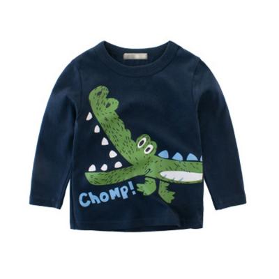 China Factory direct sales breathable boy casual autumn cartoon crocodile printing 100% cotton T-shirt long sleeve baby clothing for sale