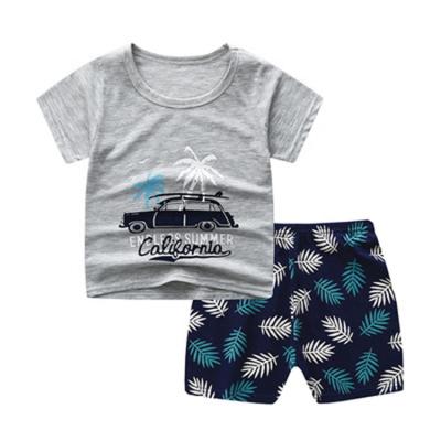 China Breathable Summer Toddler Fashion Print Unisex Short Sleeve Shorts Cotton T-shirt Pants Set 2pcs Top Baby Clothes Sets for sale