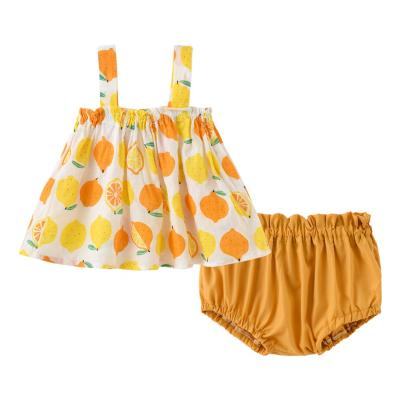 China New Product Breathable Cute Newborn Cartoon Print Girl Costume Sleeveless Camisole Large PP Shorts Set Of 2 Piece Kids Summer Clothes for sale