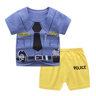 China Direct Sales Breathable Girl Cute Printing Short Sleeve T-shirt Summer 2PCS Cotton Shorts Pants Baby Boy Set Clothes Clothing for sale