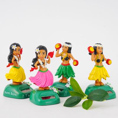 China Polynesian Polynesian Polynesian Dance Girl Resin Dancing Girl Hot Selling Hawaiian Figurine Solar Powered Shaking Head Toy for sale