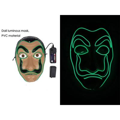 China New LED Luminous Battery Mask Halloween Costume Props Funny EL Mask Masquerade Party Cold Light Strip Protective Mask for sale