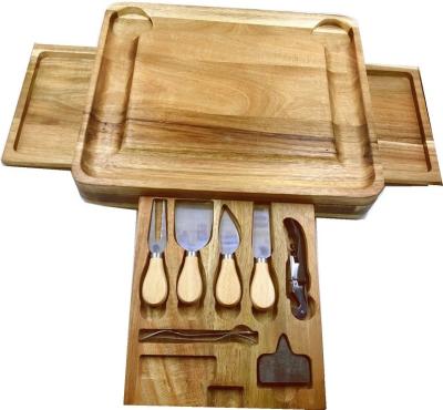 China Charcuterie Viable Wooden Tray Cheese Cutting Board Bamboo Gift Set and Cutlery Set for sale