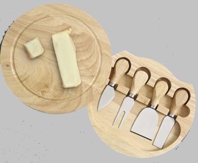 China Sustainable Natural Bamboo Wooden Cheese Board Cutting Board Set With Cutlery for sale