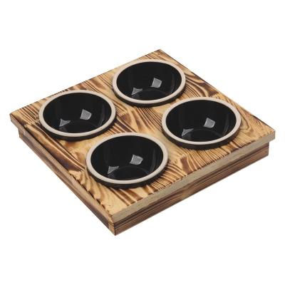 China Wooden Tray With Sauce Bowl For Viable Dinner for sale