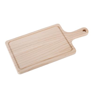 China Sustainable Pine Wood Rectangle Bread Board Cutting Board With Handle Multifunctional Serving Tray for sale