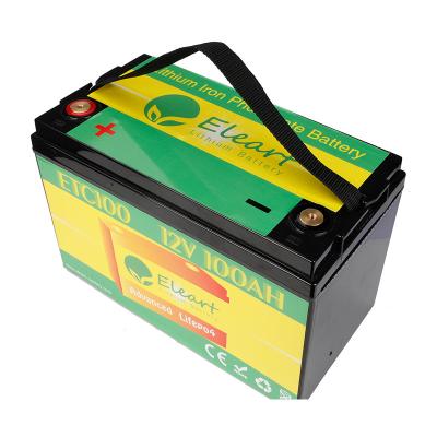 China Long cycle lifepo4 ah battery 12v 100ah 12v 100 lithium lifepo4 rv battery with bulit-in BMS for sale