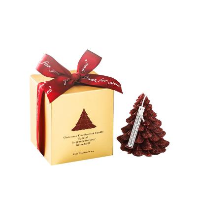 China Scented Custom Design Smokeless Scented Christmas Tree Candle Gift Box For Wedding Christmas Home Decorative for sale