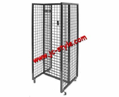 China Single Sided Free Standing Square Metal Wire Grid Display Rack With 4 Side Hanging Metal Sandal Display Stands/Retail Store for sale