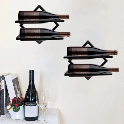 China Promotion Metal Wall Mounted Wine Rack, Foldable Rising Hanging Wall Wine Rack Organizer for 2 Liquor Bottles, Red Wine Bottle Display for sale