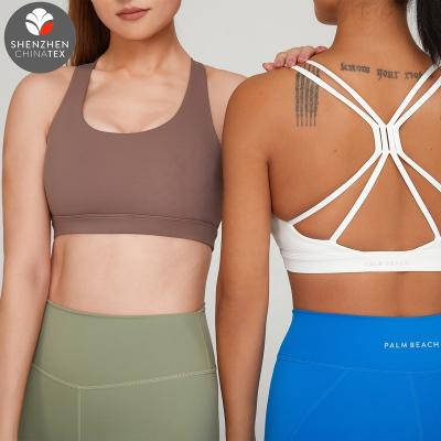 China Wholesales Breathable Removable Cup Fitness Design Traceless Cut Moisture Wicking Quick Dry Recycle Clothing Sports High Impact Bra for sale