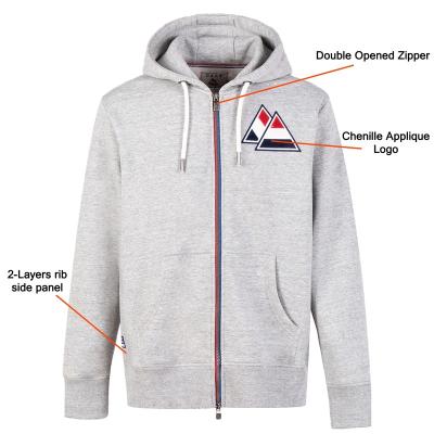 China High Quality Double Color Way Zipper New Breathable Custom Luxury Light Design Double Up Organic Fleece Gray Cotton Hoodies Cotton Hoodies for sale