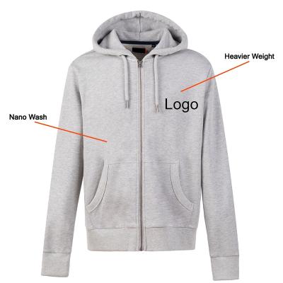 China Breathable Customized Comfy Essential Vintage Washed Hoody Zipper Sweatshirt Winter Proof Cardigan Terry Jacket Gray Hoodies for sale