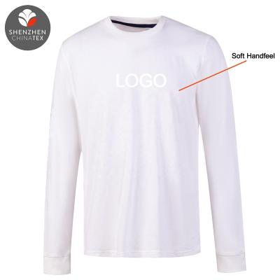 China OEM Wholesale Men's Spring And Autumn Bulk Soft Hand Feel Casual Breathable T-Shirt Anti-Wrinkle Cotton And Crew Neck Long Sleeve Sports Tops for sale