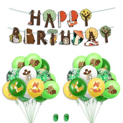 China Cartoon Animal Fox Squirrel Happy Birthday Letter Banners Party Decoration Jungle Theme Birthday Party Decorations Bunny Latex Balloons for sale