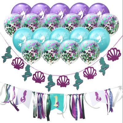 China Mixed Color Mermaid Blue Purple Confetti Balloon Girl Party Supplies Mermaid Theme Birthday Party Decoration 12Inch Party Supplies for sale