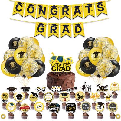 China Latex Graduation Party Decorations Supplies Set Congratulations Graduate Banners Latex Balloons Toughen Topper for Grad Party Supplies for sale