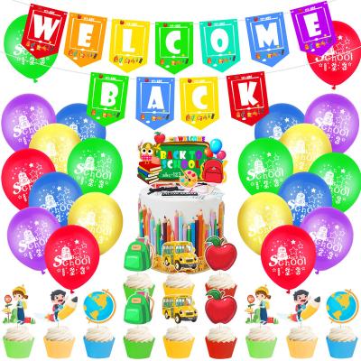 China Amazon Hot Selling Party Decoration Back To School Theme Party Decoration Welcome Banners ABC Latex Balloons Cartoon Cake Topper for sale