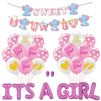 China Party Decoration Pink Gender Reveal Party Supplies Elephant Baby Banner Soft Foil Balloons For Girl Birthday Party Decoration for sale