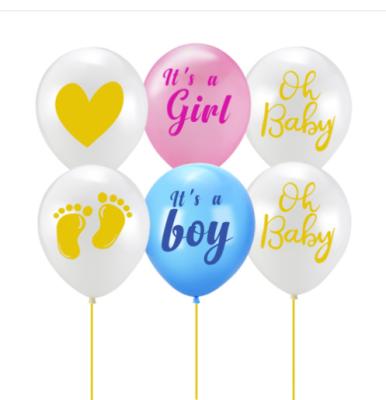 China Birthday Party It's A 12 Inch It A Girl Pink Balloon Baby Boy Latex Balloon Oh Kind Feet Printed Balloon Reveal Party Decorations Supplies for sale