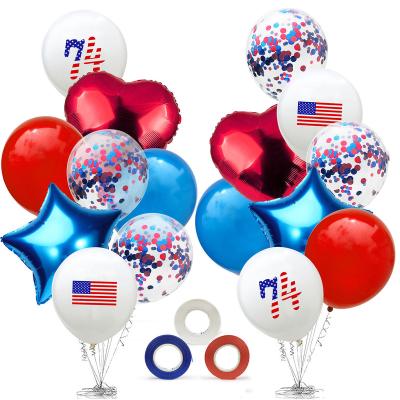 China Amazon Hot Selling 2022 Independence Day Party Supplies Decoration Tail Banner American Latex Balloons American Flag Cake Topper for sale