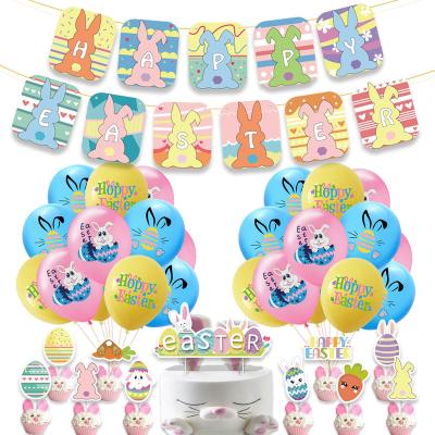 China Bunny Egg Cartoon Rabbit Latex Balloon Cake Topper Happy Easter Banner Party Decor Wholesale Easter Theme Party Decorations for sale