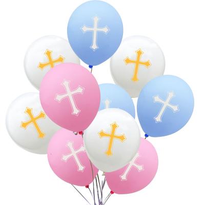 China Amazon Hot Sale Easter Decoration Party Decoration 12 Inch Cross Latex Balloon Party Decoration Balloons Pink Blue Balloons for sale