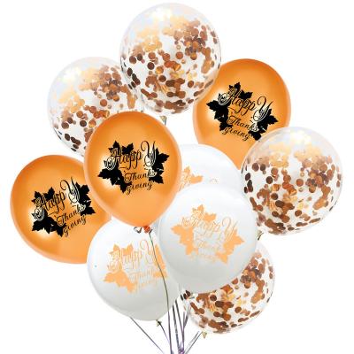 China Party Decoration Thanksgiving Party Decoration Set Balloon Party Supplies 12 Inch Happy Thanks Giving Champagne Sequined Latex Balloon for sale