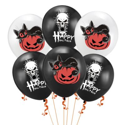 China Cat Halloween Party Balloon Ghost Festival Stage Decoration Halloween Party Skull Pumpkin Lantern New 12 Inch Cartoon Latex Balloons for sale