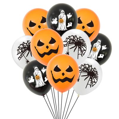 China Shopee Amazon Halloween Latex Balloon Party Decoration Pumpkin Spider Ghost Printed Latex Balloon Ghost Party Supplies for sale