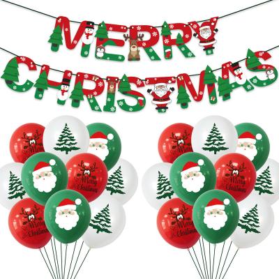 China 12 Inch Santa Rudolph Christmas Tree Red Green Latex Balloon Merry Christmas Banner Party Decoration Christmas Decoration for sale