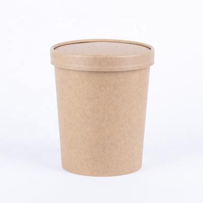 China Disposable Kraft Soup Paper Cup With Lid Hot Kraft Paper Cups Soup Container for sale