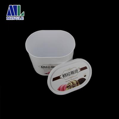 China Custom PP Logo Printed Plastic Buckets With Lids Plastic Ice Cream Bucket Cup Storage Container for sale