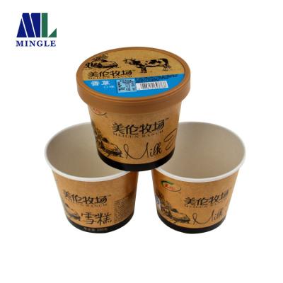 China Paper+PE 16oz 450ML Custom Printed Disposable Ice Cream Paper Coated PE Cups With Spoon And Plastic Lids for sale