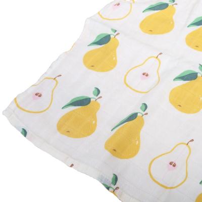 China Viable In Stock Fruit Pear Design Muslin Baby Wrap Wrap Covering for sale