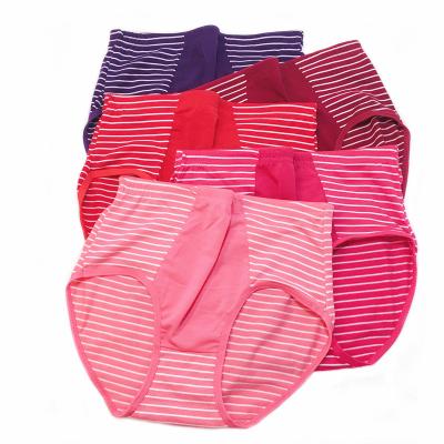 China High-waisted oversized version of antibacterial women's underwear middle-aged underwear of big striped triangle women's tall for sale