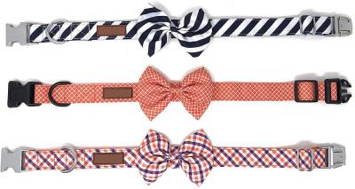 China Detachable Bowtie Soft Cotton Dog Collars Custom Fit With Quick Release Buckle for sale