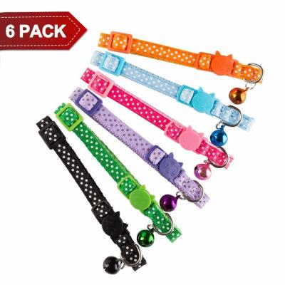 China 6 PCS Spots Breakaway Cat Collar With Bell , Adjustable Cat Collar Fit Kitty Puppy for sale