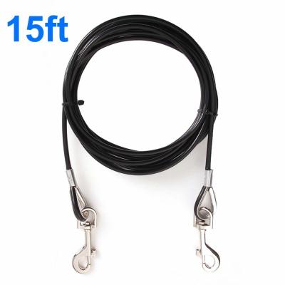 China 10ft Tie Out Cable Waterproof Dog Leash Galvanized Steel Wire Rope With PVC Coating for sale