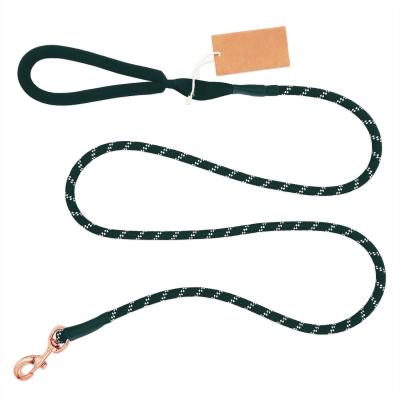 China Non Slip Handle Nylon Dog Harness Leash With Rose Gold Carabiner 6ft Strong Climbing Rope for sale