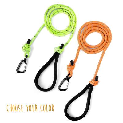 China 6 Foot Long Dog Harness Leash , Premium Climbers Rope Dog Leash With Reflective Stitching for sale