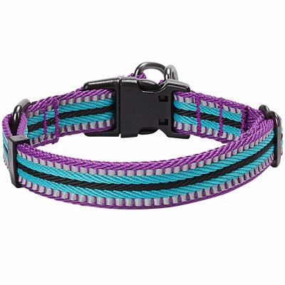 China de Halsband Multi Gekleurde Streep Aangepaste Grootte van 3M Reflective Soft Nylon Te koop