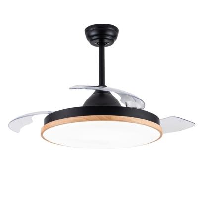 China Wood Grain 220V 50W Flush Mount Ceiling Fan Light Warm White for sale