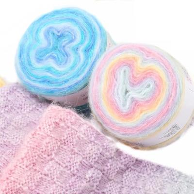 China Wholesale 300m Yarn Knitting Yarn Anti-static Gradient Blended Mohair Yarn Hat Yarn Hat Yarn Fashion Yarn Yarn for sale