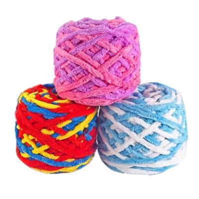 China Anti-pilling Thick Line Wholesale 100g Knitting Yarn Chenille Ice Twine Single Crochet Hat Blanket Yarn Rainbow Yarns for sale