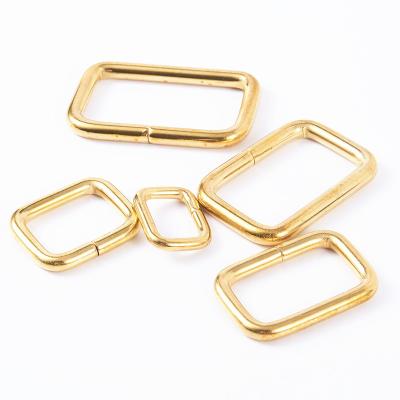 China Wholesale Brass Metal Square Buckle Box Bag Accessories Say Shape Loop Knitting Yarn Loop Connecting Ring Lip Parts for sale