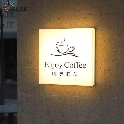 China Light Box OEM ODM Coffee Shop Double-Sided Luminous Light Front Signage Box Signage Signs Electronic Street Sign LED Illuminated Sign for sale