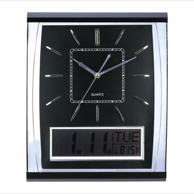 China Antique Style Square Large Silent Non-ticking Wall Clock With No. of LCD display&3D and illuminated No.avalible for sale