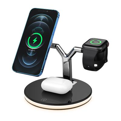 China GTIMLMC Safe Convenient Hot Selling Radio Charger 4 in 1 Magnet Wireless Charger Holder for iPhone 13 12 Stand Wireless Charger Led Lamp for sale