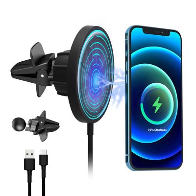 China GTIMLMC Convenient 2021 New Product Magnetic Wireless Charger Car Mount For iPhone 12 Pro Car 15W Wireless Charger Max Phone Holder for sale